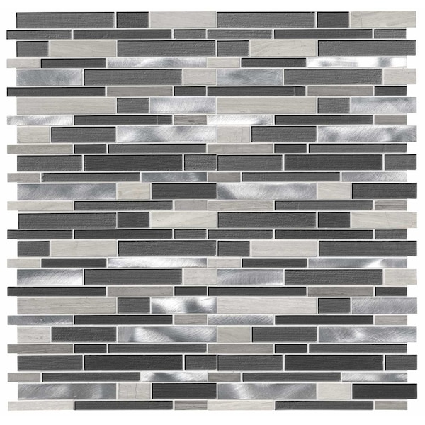 Ackland Sterling Moon Interlocking 12 in. x 12 in. Mixed Glass Stone Metal Blend Mosaic Wall Tile, 20PK AKM-SGM-STMO12X12ILX-CA - main